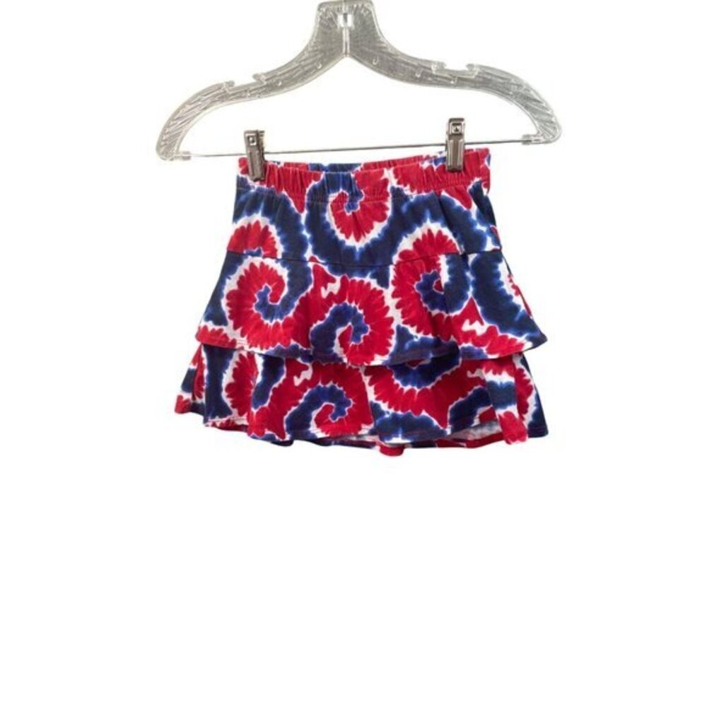 Celebrate Patriotic Tiered Skirt Girls Size S (6-6X) Red White Blue Tie Dye